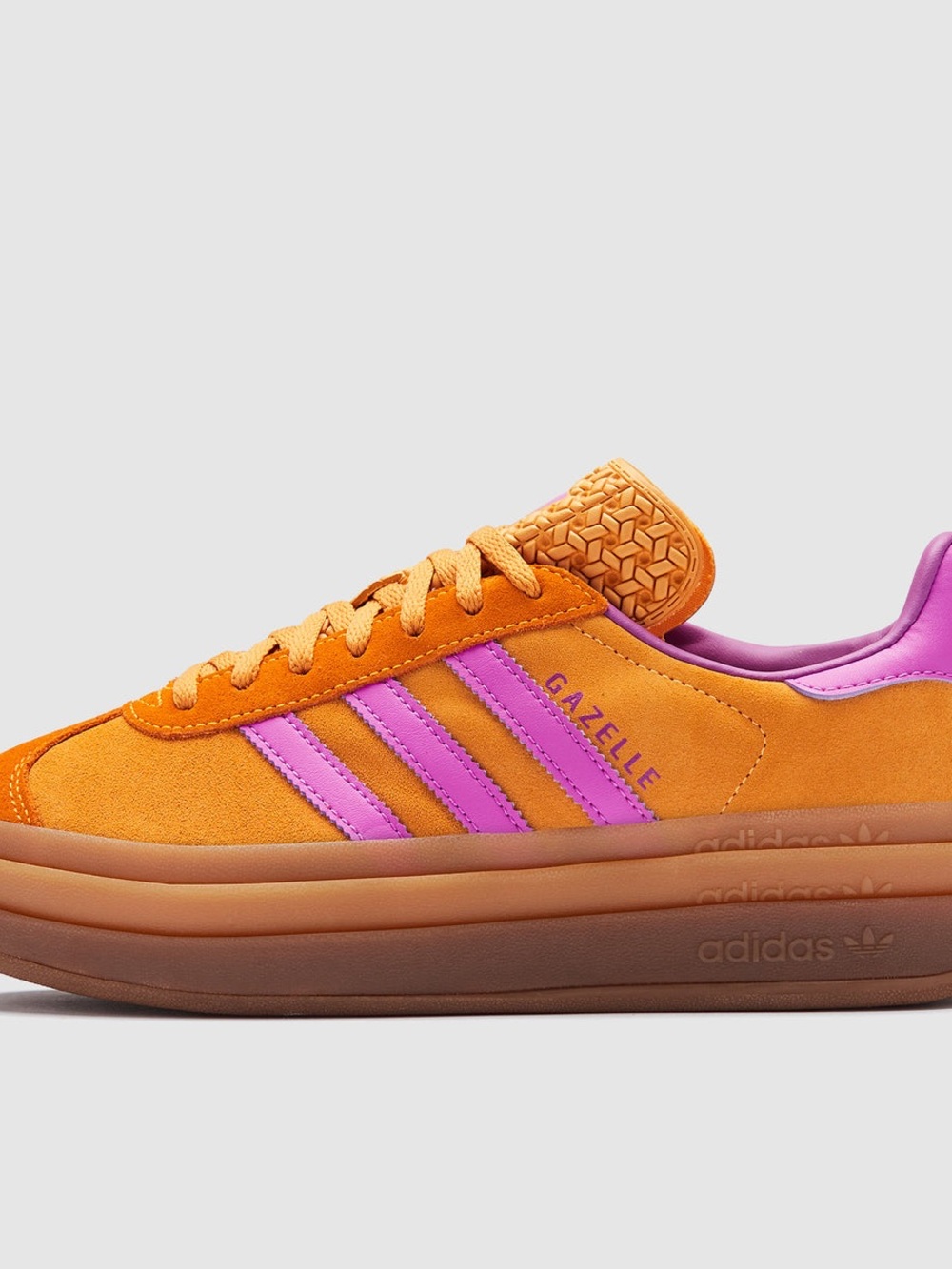 WOMEN'S ADIDAS ORIGINALS GAZELLE BOLD CASUAL SHOES - Flash Orange/Purple Burst - Picture 3 of 10